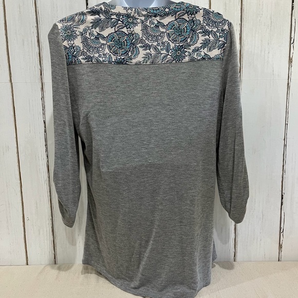 One World Blue Vibrant Floral Quarter-length Sleeve, Sz. S - Picture 5 of 16
